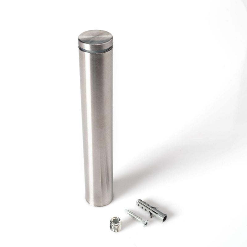 OUTWATER Stainless Steel Standoff 1 Inch Diameter x 6 Inch Barrel Length Brushed Finish for PVC, Glass and Acrylic Sign Stand Off Wall Anchors and Screws 4 Piece Pack for Heavy Signs - Image 1